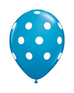 Balon latex albastru cu buline, 26 cm, cod GI.DOTS.ALBASTRU