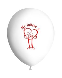 Balon latex alb cu inimioara si mesajul "Te iubesc", cod GI.TI.WH.T2