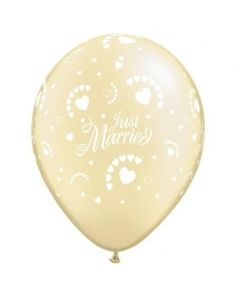 Balon latex ivory, inscriptionat "Just Married", 28 cm, cod 92027