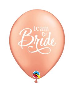 Balon latex Rose Gold, inscriptionat Team Bride, 28 cm, cod 90955